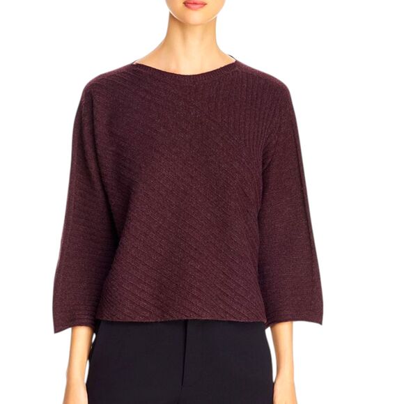 Eileen Fisher Ribbed Boatneck Cashmere Purple Sweater PS Petite Small 6 - 8 - Picture 8 of 8